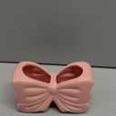 Bow Toothbrush Holder, Pink Ceramic Multi-Purpose 2-Section Organizer for Bathroom, Kitchen, Bedroom, Office Decor