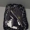 Erosebridal Spider Web Bed Sheets Happy Halloween Sheet Set Geometric Stripes Lines Bedding Set King Size Yellow Ombre Flat Sheet for Kids Boys Girls Soft Horror Room Decor 4Pcs, Black White (Multi 13)