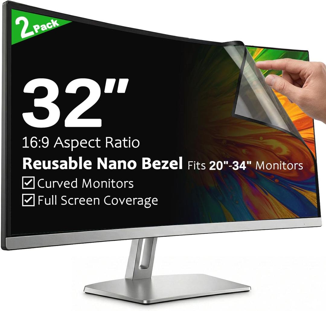 [2-Pack] 32 Inch Reusable Anti-Glare Computer Privacy Screen