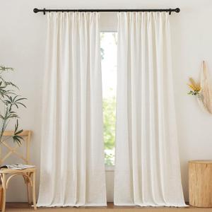 NICETOWN Linen Pinch Pleated Curtain for Bedroom/Living Room Thermal Insulated Back Tab Linen Curtain Drapes Soft Rich Material Light Reducing Drape Panels for Window, 2 Panels, 52 x 84 Inch, Linen