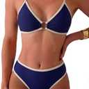 Tainehs Women's Two Piece Bikini Sets O Ring Front Top Ditsy Floral Triangle Swimsuits Cheeky Bathing Suit Size XL