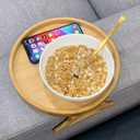 Xchouxer Side Tables Natural Bamboo Sofa Armrest Clip-On Tray, Ideal for Remote/Drinks/Phone (Round)