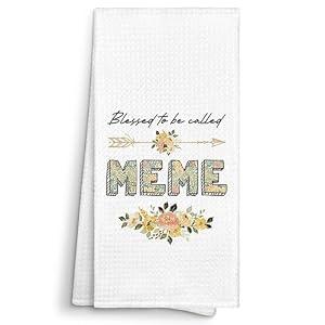 MONALET Blessed to Be Called Meme Gifts Kitchen Towels Decorative, Meme Dish Cloths Tea Towel Gifts for Grandma Grandmother Bathroom Kitchen Dishcloths Hand Towel Decor 16x24