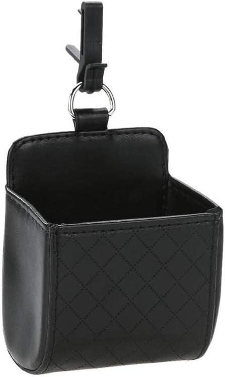 RED SHIELD Car Auto Air Vent Leather Tidy Storage Hanging Bag Case Organizer for Keys, Coin, Cell Phone & Glasses. Universal Vehicle Small Bucket with Hook. Keep Your Car Clean & Organized. Black