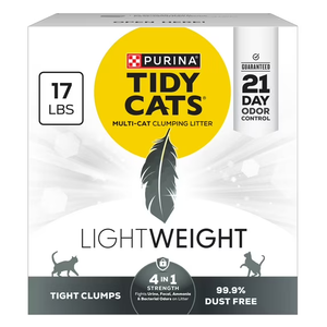 Purina Tidy Cats LightWeight 4-In-1 Strength Odor control, Multi Cat, Low Dust, Clumping Cat Litter