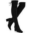 Vipost Square Toe 2.5-inch Thigh High Boots, Suede Over the Knee High Boots for Women, Chunky Block Heel Long Tall Boot with Side Zipper, Fall Winter Fashion 2025, 7