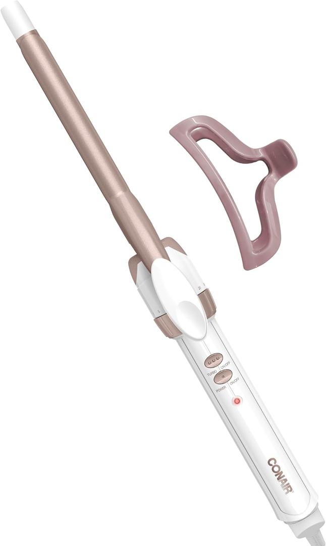 Conair Double Ceramic -Inch Curling Iron with Bonus Claw Clip, -Inch Barrel Creates Spiral Curls, Hair Curler for Use on Short to Medium Hair, White/Rose Gold