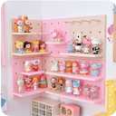 HGYZE Peg Boards for Walls with Shelf & Hooks, No Punching Craft Room Storage for Bedroom Garage Living Room Office, Pegboard Ledges Organizer, 4 Pack Decorative Wall Panel Kits for Blindboxes (Pink)