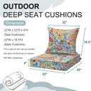 DYTXIII Outdoor Deep Seat Cushion Set, Water Repellent 22"x22" Patio Thick Cushions Replacement with Seat & Back Pillow for Patio Sofa, Wicker Chair, Couch - Paisley Multi