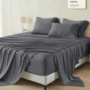 GOKOTTA King Sheet Set, 100% Rayon Derived from Bamboo Sheets King Size 6 Pieces Set, Soft & Breathable Sheets, 16" Deep Pocket King Sheets with Elastic Corner Straps, Moisture Wicking,Cooling (05 Dark Grey)