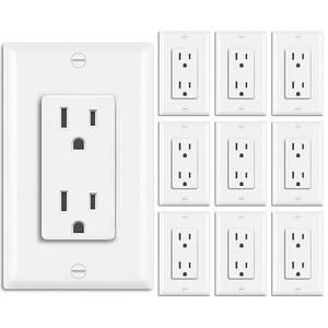 BESTTEN 20 Pack 15 Amp Tamper Resistant Decor Receptacle, Standard Electrical Wall Outlet, Residential and Commercial Use, 15A/125V/1875W, UL Listed, White
