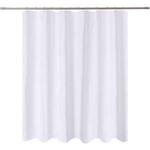 N&Y HOME Short Fabric Shower Curtain Liner 72 x 65 Shorter Length, Hotel Quality, Washable, Water Repellent, White Bathroom Curtains with Grommets, 72x65