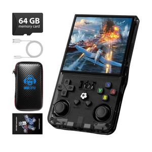 R36MAX Retro Handheld Game Console, 4.0 Inch 720x720 IPS Screen, 64GB Built-in 18,000+ Classic Game, Portable Hand Held Open Source Linux System, 4000mAh Battery Retro Gaming Console(Black 64GB)