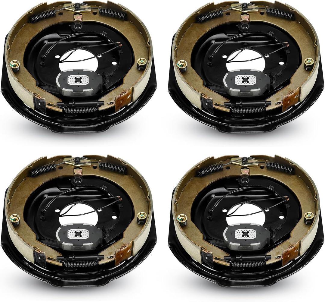 12 Inch Trailer Electric Brakes, 2 Pair of Electric Brake Assembly 12" X 2" for 5200lb 6000lb 7000lb Axle(Manual adjusting)-(Set 4: 2 Left+2 Right)