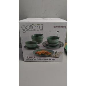 Dinnerware Sets, 12-Piece Plates and Bowls Set for 4, Dishes Set for Home Restaurant,  Green