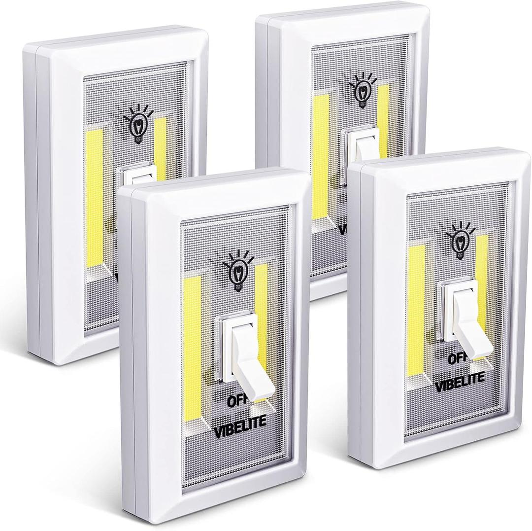 VIBELITE Closet Light, Battery Operated Switch Light, Tap Light, Touch, Push Night Lights, Wall Wireless Mount Under Cabinet, Shelf, Shed, Kitchen, Garage, Attic, RV, Lighting Installations (4-Pack) (White) VIBELITE Closet Light, Battery Operated Switch Light, Tap Light, Touch, Push Night Lights, Wall Wireless Mount Under Cabinet, Shelf, Shed, Kitchen, Garage, Attic, RV, Lighting Installations (4-Pack) (White)