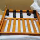 Smuxee Fully Assembled Honey Luggage Racks Pack of 2, Upgraded Bamboo Foldable Suitcase Stand with 5 Nylon Straps, Luggage Holder with Shelf for Guest Room Bedroom Hotel