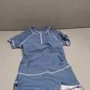 Girls Swimsuit Rash Guard Bathing Suit for Girls 2 Piece Short Sleeve Solid Color UPF 50+ Padded Zip Swimwear (11-12 Years, Blue)