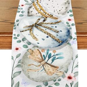 3 x Easter Table Runner Beige, Spring Kitchen Dining Decor for Home Party, 13x72 Inch
