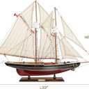 SAILINGSTORY Wooden Sailboat Model Ship Bluenose 1/60 Scale Replica Schooner Sailboat Decor Large