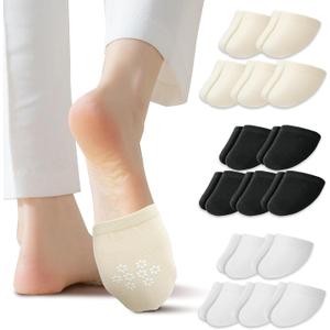 15 Pairs Half Socks for Women Mules, Toe Socks Women No Show Non-Skid Clog Socks Toe Topper Socks for Women, Socks for Mules and Slides (Black, White, Skin)