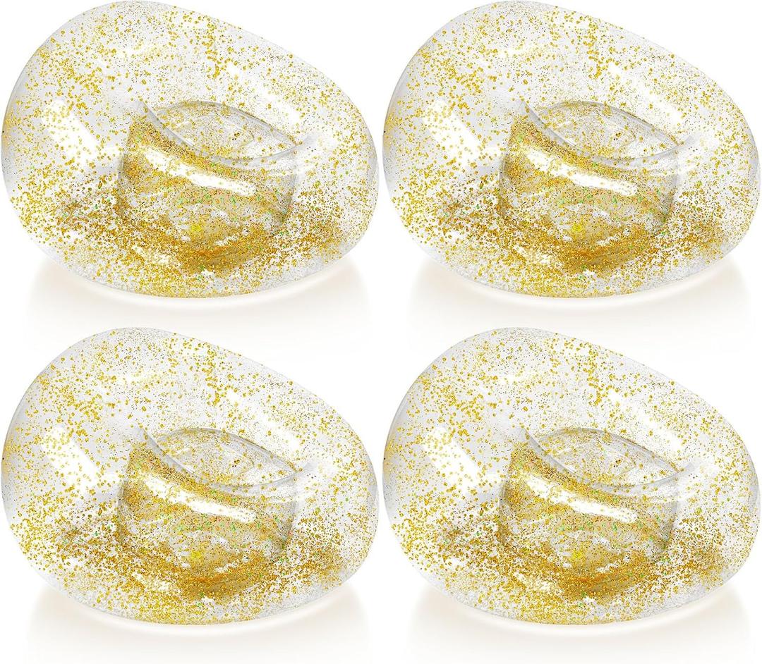 Realspring Inflatable Bean Bag Chair for Adult Bean Bag Sofa Chair Blow up Inflatable Furniture for Outdoor Living Room Bedroom Balcony Travel Party Gift Accessories(Gold Glitter,4 Pcs)