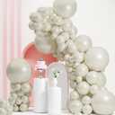 Double Stuffed Pearl Sand White Balloons Different Sizes 18 12 10 5 Inch, Pearl Sand White Balloon Arch, Double Pearl White Balloons Garland for Baby Shower, Birthday, Weddings(Pearl SandWhite)