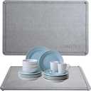 Stone Dish Drying Mat 24"16" Large Diatomaceous Earth Dishes Quick Dry Pad for Kitchen Counter with Heighten Stainless Steel Feet, Fits Various Countertops & Drain Bowl Racks, Dark Gray