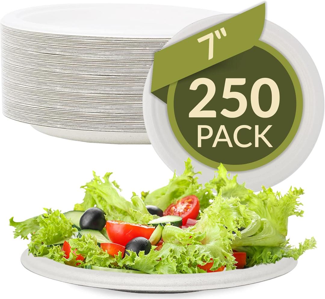Reli. Compostable Paper Plates 7 Inch (250 Pack Bulk) | White Disposable Plates 7" | Heavy Duty Paper Eco Friendly | Made of Sugarcane Fibers/Bagasse - Biodegradable/Compostable| Small Reli. Compostable Paper Plates 7 Inch (250 Pack Bulk) | White Disposable Plates 7" | Heavy Duty Paper Eco Friendly | Made of Sugarcane Fibers/Bagasse - Biodegradable/Compostable| Small