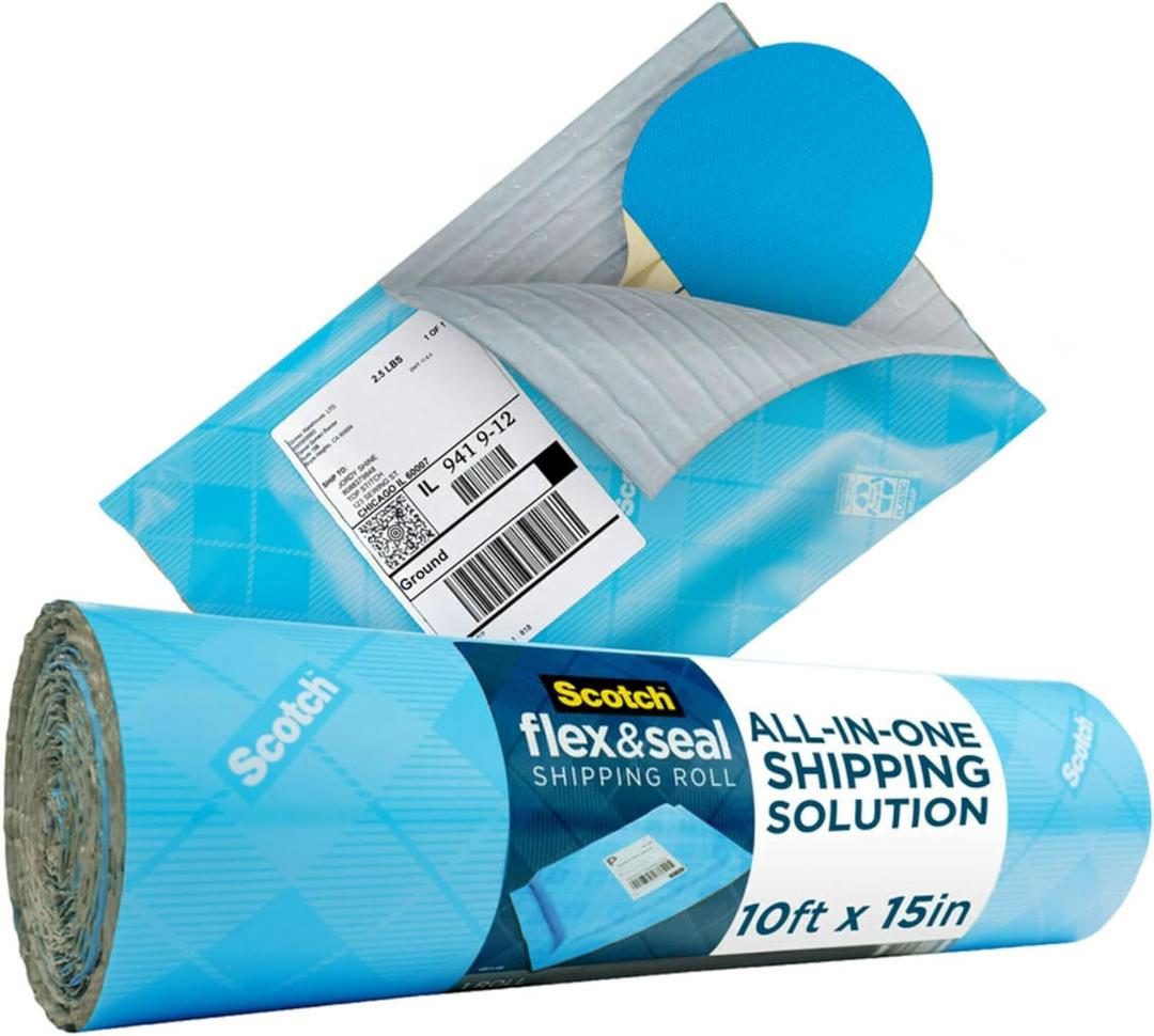 Scotch Flex and Seal Shipping Roll, 10 ft x 15 in, Just Ship It, No Boxes, No Tape, Easy Packaging Alternative to Poly Mailers, Shipping Bags, Bubble Mailers, Padded Envelopes, Boxes (FS-1510)