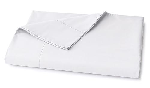 Lane Linen 100% Organic Cotton Queen Size Flat Sheet Only (90"x104") - Super Soft 100% Cotton Queen Flat Sheet - Lightweight & Durable Cotton Bed Sheet - White