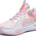 Womens Mens Basketball Shoes High Top Fashion Volleyball Sneakers Breathable Lace Up Non Slip Sport Outdoor Shoe for Unisex (8.5 Women/7.5 Men, Pink)