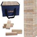 GOTHINK Giant Tumble Tower Game, Large Tumbling Tower Stacking to Over 4 FT 54pcs Wooden Jumbo Blocks for Outside Yard Games with Carry Case Timber Stacking Game Night Toy Gift for Kids Adults Family