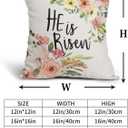 He is Risen Easter Religious Pillow Covers 16x16 Inches Colorful Flowers Throw Pillow Case Set of 2 Easter Spring Pillow Cover Cotton Linen Cushion Cover for Home Couch Sofa Bedroom Livingroom