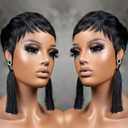 Pixie Cut Wig Human Hair Short Straight Pixie Wigs for Black Women Glueless Layered Brazilian Virgin Human Hair Wigs For Women Natural Black Color 1B