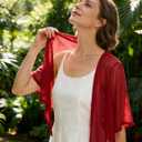 Shiyifa Women's Shrugs 3/4 Sleeve Open Front Cardigan Lightweight Tie Front Bolero Shrug (Red) One Siz