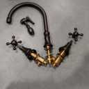 Kingston Brass KS2795KXBS Two-Handle 4-Hole Deck Mount Widespread Kitchen Faucet with Brass Sprayer in Oil Rubbed Bronze