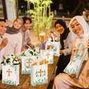 Ribbonlic 24 Pcs First Communion Religious Gift Bag Reusable Baptism Gift Bags Non Woven Church Welcome Bags for 1st Communion Easter or Other Religious Occasions Party Favors 9.84 x 7.87 x 2.36''
