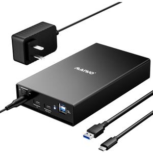 MAIWO External Hard Drive Enclosure(6Gbps) with Hub Expander for 3.5 2.5 Inch SATA SSD HDD USB C to SATA III with UASP, 1 Port USB C Hub/2 Port USB A 10Gbps Hub,Compatible with Seagate Samsung Xbox