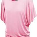 Lock and Love Women's Versatile Casual Short Sleeve Dolman Top – Loose Fit Boat Neck & V-Neck T-Shirt XXL Pink