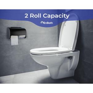  Commercial Toilet Paper Dispenser Wall Mount, Double (2 Roll) Locking Toilet Paper Holder (Black), Compact Two Roll, Side by Side Design Tissue Paper Dispenser