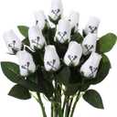Suhine 12 Pcs Artificial Lacrosse Rose Flowers Sports Party Favors Bulk for Birthday Graduation Wedding Party Decorations Table Centerpieces Game Prizes Senior Night Team Gifts(Lacrosse Color, Normal)