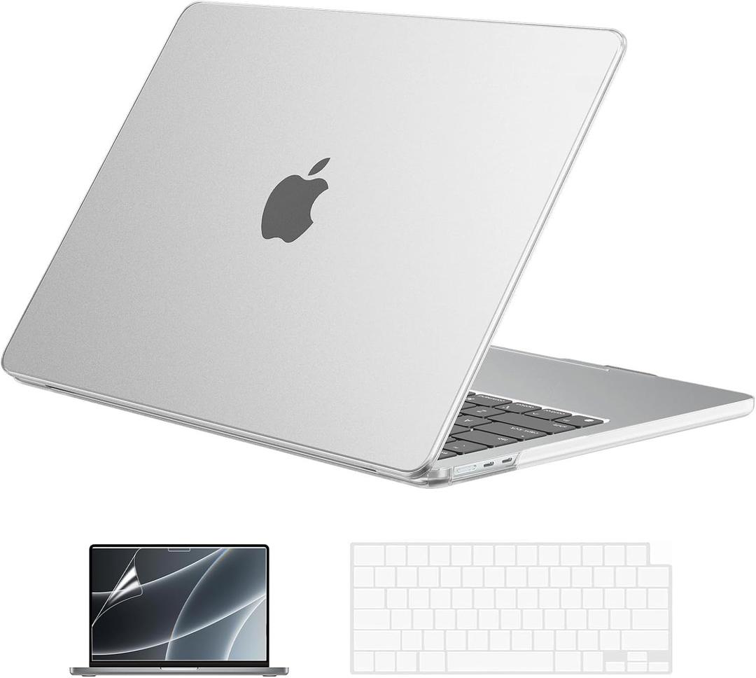 EooCoo Case Compatible with MacBook Air 15 inch 2026 2025-2023 Release M4 A3241 M3 A3114 M2 A2941 Liquid Retina Display, Plastic Hard Shell Case & Keyboard Cover & Screen Protector, Frost Clear