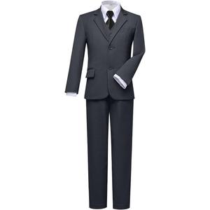 Visaccy Boys Suits Slim Fit Dress Clothes Ring Bearer Outfit (14 Years, Dark Gray)