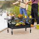 Anbte 3ft Aluminum Roll Top Camping Table, 2 Adjustable Height Camping Table Folding with Storage Net & Bag Lightweight Roll Up Table for Tailgate Outdoor Backyard BBQ Patio Picnic, 32.2 X 16, Black