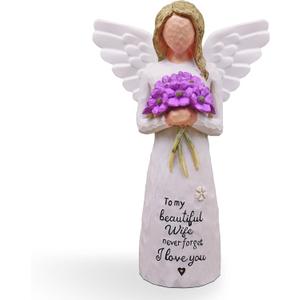 Gifts for Wife, Angel Figurine, Purple, Wedding, Birthday, Anniversary, Valentine's Day Gift, Handmade Resin, 1.5" x 1.5" x 5.1"