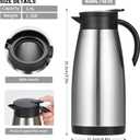 50 Oz Insulated Coffee Carafe, Stainless Steel and Double Walled Vacuum Thermal Coffee Carafe Pot for Keeping Hot, Coffee & Tea For 12 Hours Heat Retention, Silver