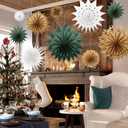 Epakh 18 Pcs Large Paper Snowflakes Hanging Winter Decoration 3D Paper Snowflakes Hanging 15.75/11.81/7.87 Inch Boho Snowflake for Home Ceiling Winter Party Window Accessories(Natural)