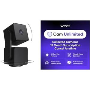 WYZE Cam Pan v3 Black 2-Pack Cam Unlimited Yearly, Covers Unlimited Cameras, Auto-Renews at $99.99/Year, Activation Required