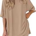 PRETTYGARDEN Women 2 Piece Lounge Set 2026 Summer Casual Oversized Shirts Biker Shorts Matching Airport Travel Outfit Clothes (Beige, S)